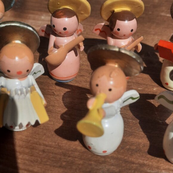 Miniature Angel Choir Painted Wood Musical Band with Instruments VTG Holiday 1.5 - Picture 12 of 15
